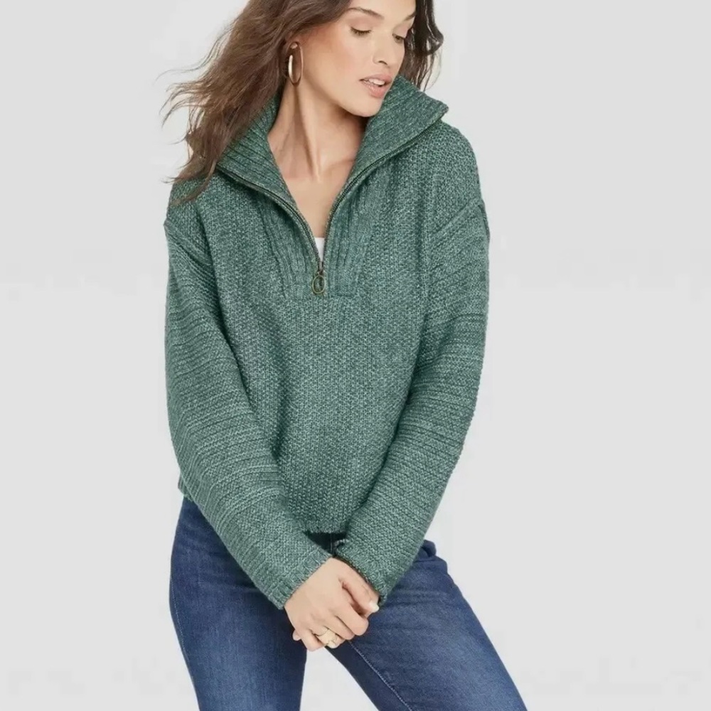 Universal Thread 1/4 Zip Sweater | Medium | Teal